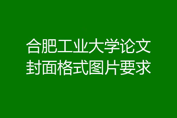 合肥工业大学论文封面格式图片要求