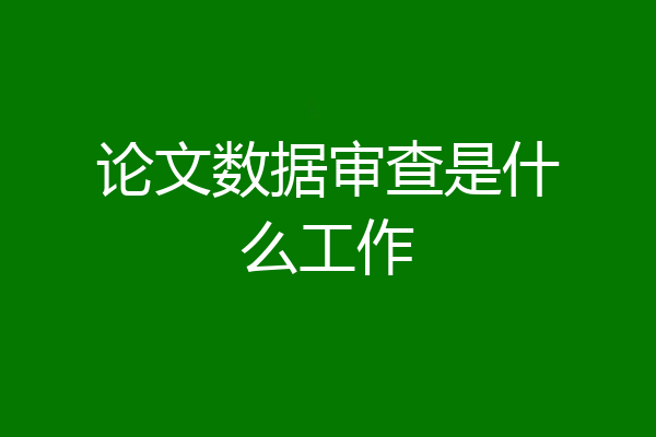论文数据审查是什么工作