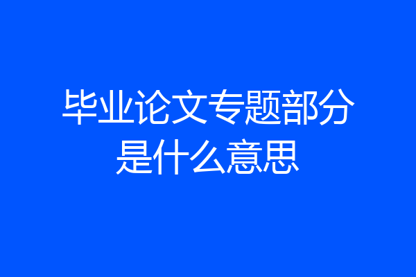 毕业论文专题部分是什么意思