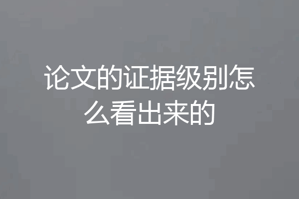 论文的证据级别怎么看出来的