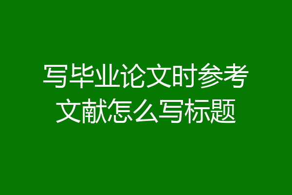 写毕业论文时参考文献怎么写标题
