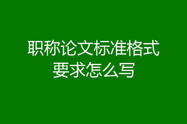 职称论文标准格式要求怎么写
