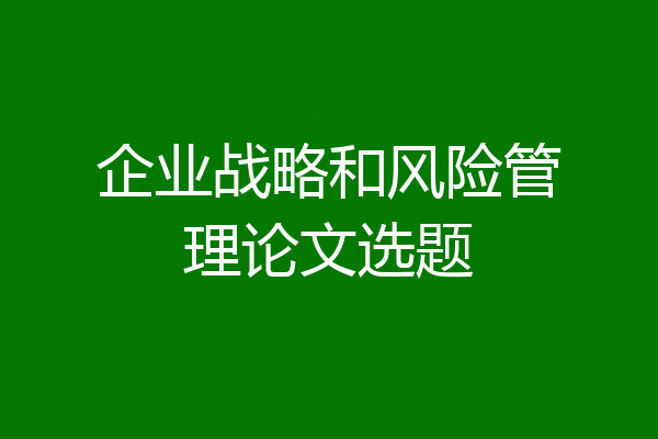 企业战略和风险管理论文选题