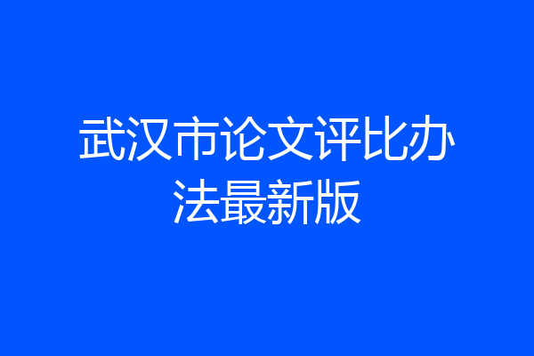 武汉市论文评比办法最新版