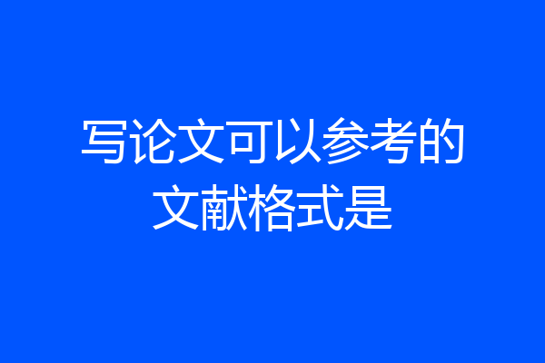 写论文可以参考的文献格式是