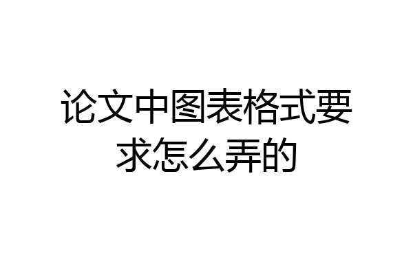 论文中图表格式要求怎么弄的