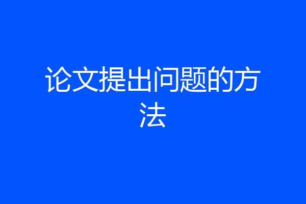 论文提出问题的方法