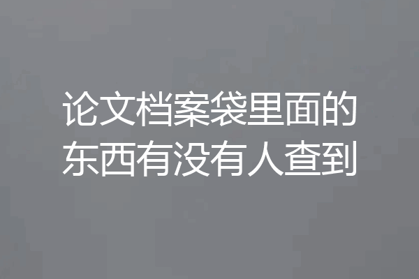 论文档案袋里面的东西有没有人查到