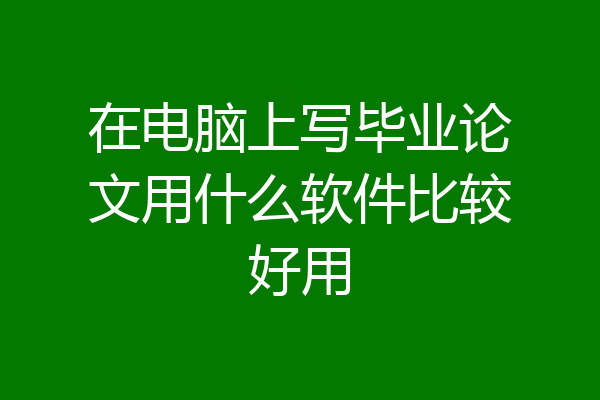 在电脑上写毕业论文用什么软件比较好用