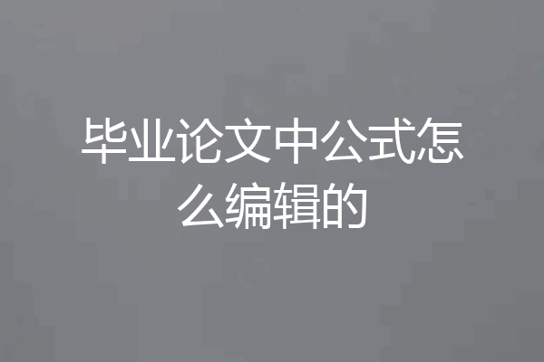 毕业论文中公式怎么编辑的