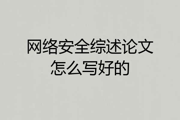网络安全综述论文怎么写好的