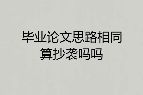 毕业论文思路相同算抄袭吗吗