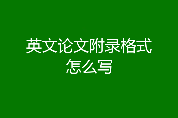 英文论文附录格式怎么写