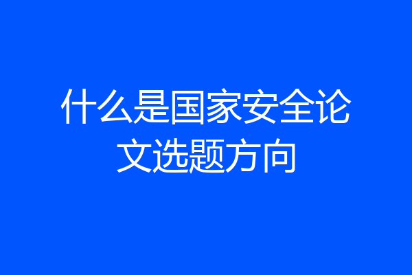 什么是国家安全论文选题方向