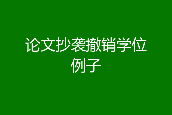 论文抄袭撤销学位例子