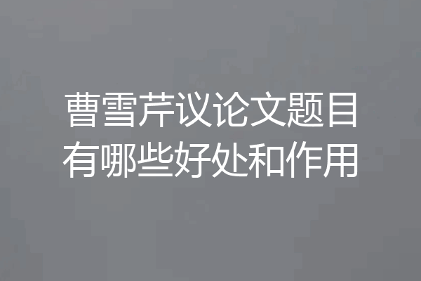 曹雪芹议论文题目有哪些好处和作用