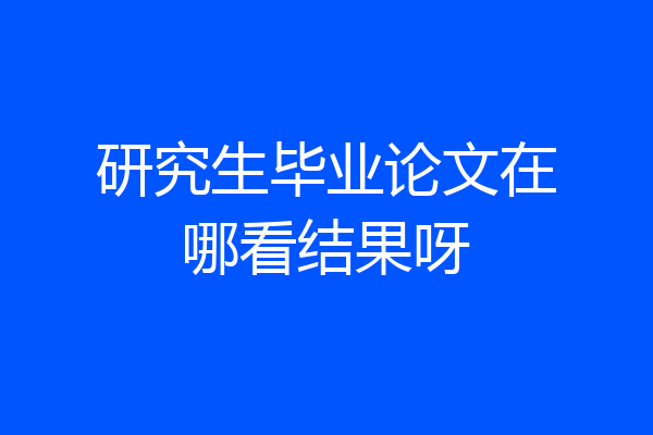 研究生毕业论文在哪看结果呀