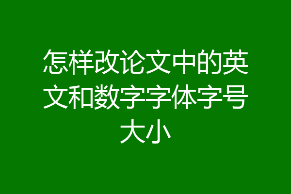 怎样改论文中的英文和数字字体字号大小