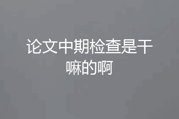 论文中期检查是干嘛的啊