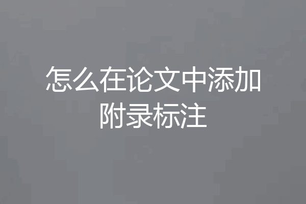 怎么在论文中添加附录标注