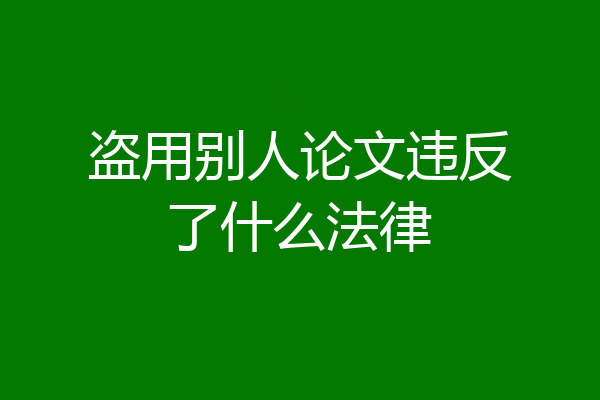 盗用别人论文违反了什么法律