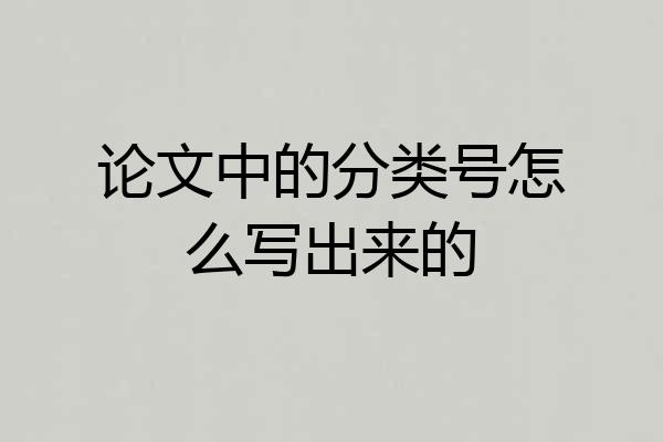 论文中的分类号怎么写出来的