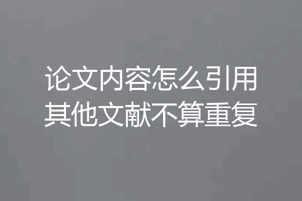 论文内容怎么引用其他文献不算重复