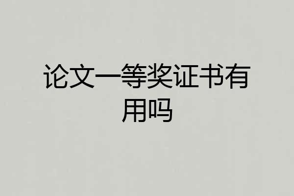 论文一等奖证书有用吗
