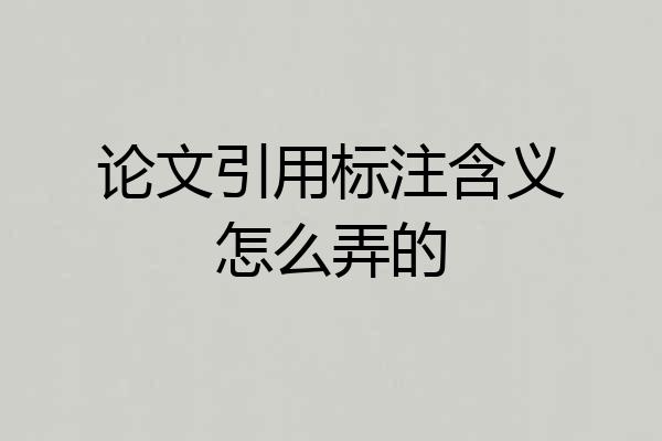 论文引用标注含义怎么弄的