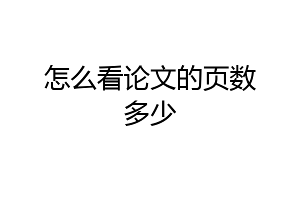 怎么看论文的页数多少