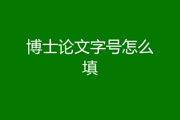 博士论文字号怎么填