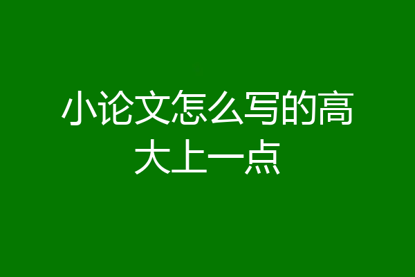 小论文怎么写的高大上一点