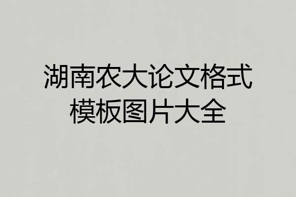 湖南农大论文格式模板图片大全