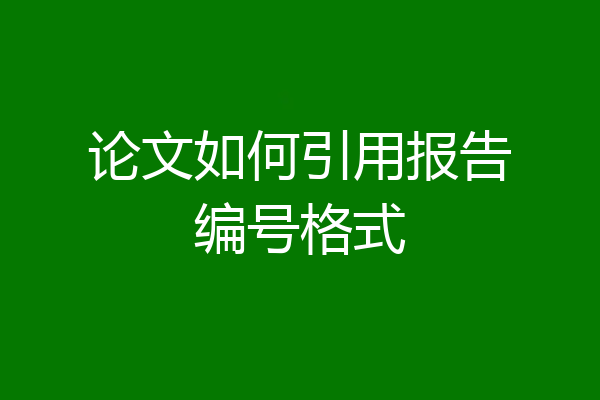 论文如何引用报告编号格式