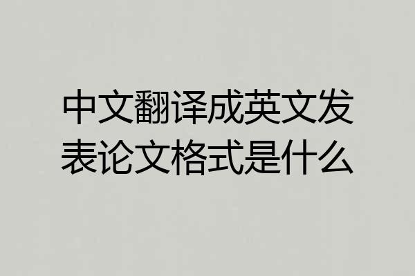 中文翻译成英文发表论文格式是什么