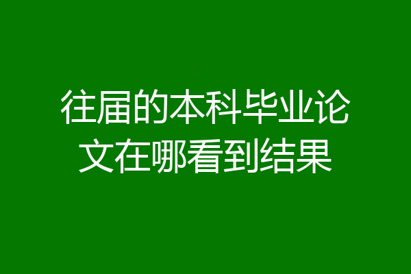 往届的本科毕业论文在哪看到结果