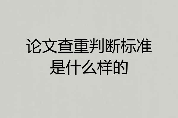 论文查重判断标准是什么样的