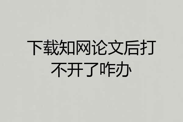 下载知网论文后打不开了咋办