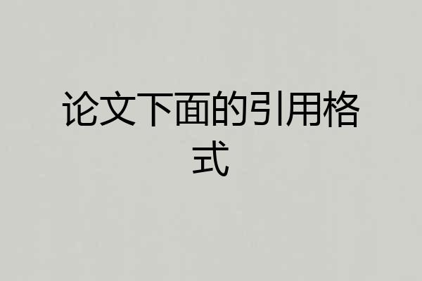 论文下面的引用格式
