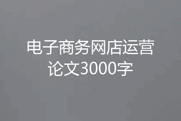 电子商务网店运营论文3000字