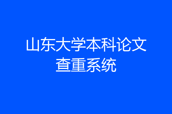 山东大学本科论文查重系统