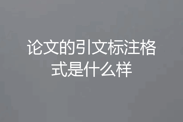 论文的引文标注格式是什么样