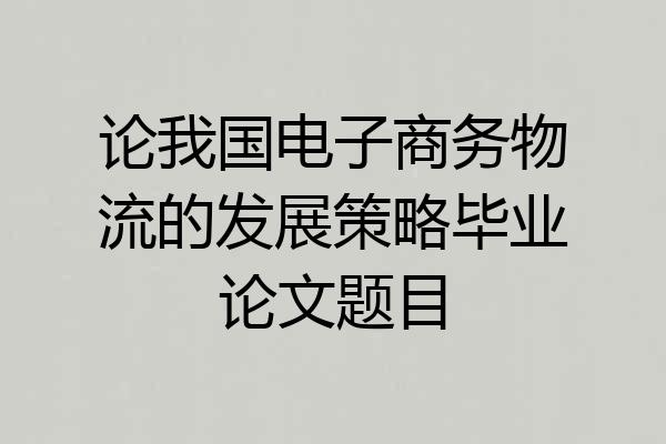 论我国电子商务物流的发展策略毕业论文题目
