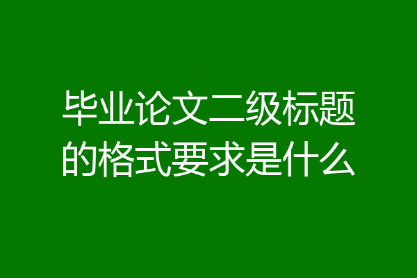 毕业论文二级标题的格式要求是什么