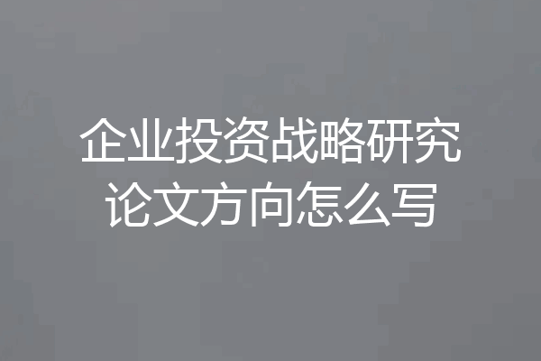 企业投资战略研究论文方向怎么写