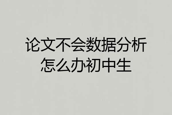 论文不会数据分析怎么办初中生