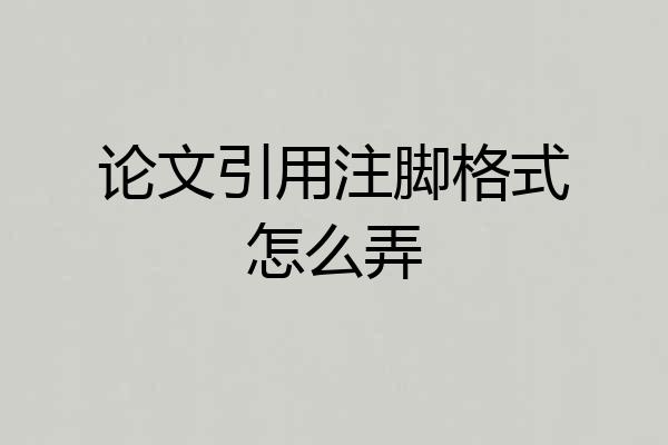 论文引用注脚格式怎么弄