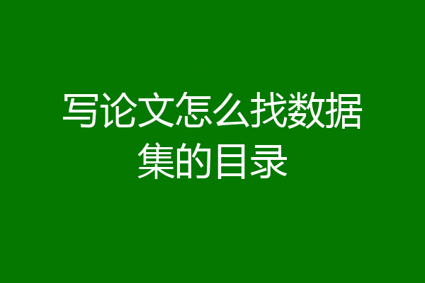 写论文怎么找数据集的目录