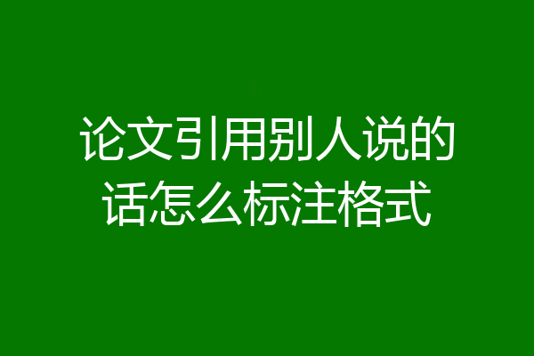 论文引用别人说的话怎么标注格式