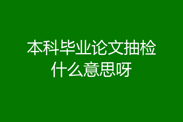 本科毕业论文抽检什么意思呀